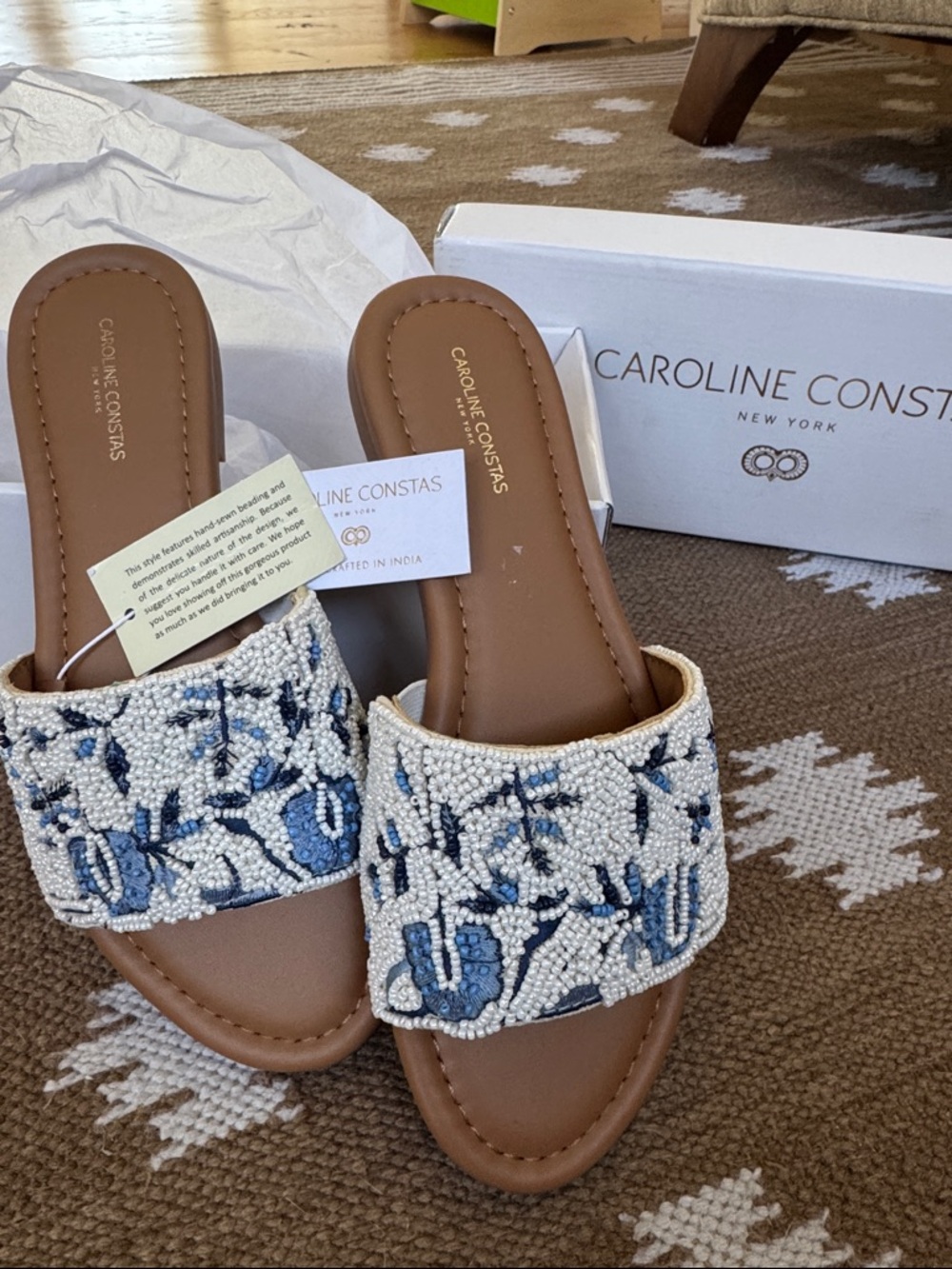 Caroline Constas Beaded Slide Sandal New In Box